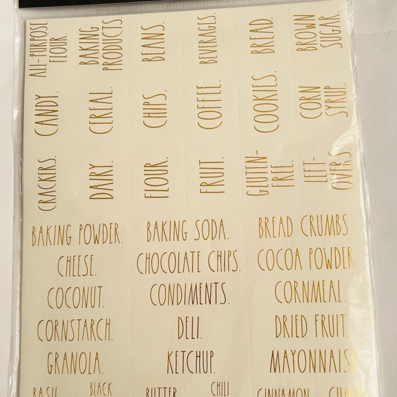 New Rae Dunn 180 Organizing Labels Gold Lettering on Ivory Labels Rae Dunn Font - Picture 8 of 13